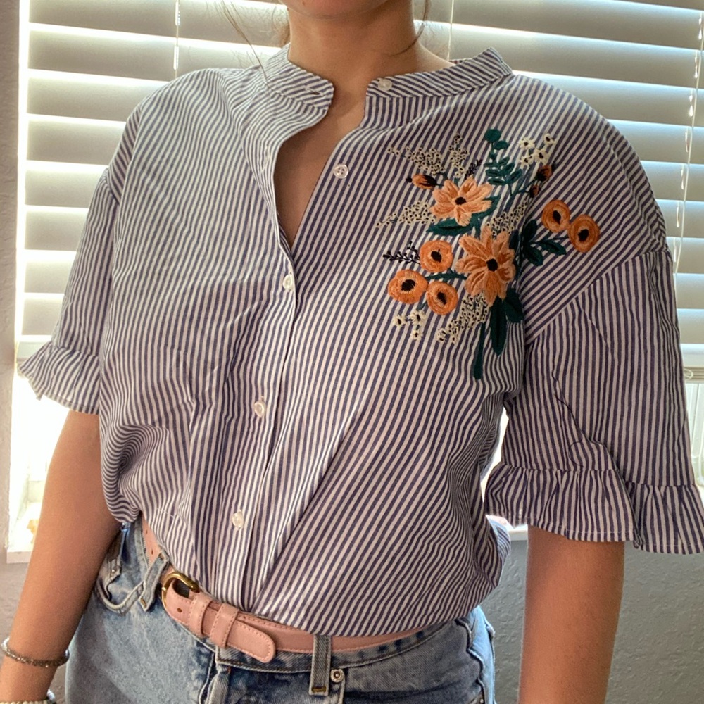 Embroidered Button down
